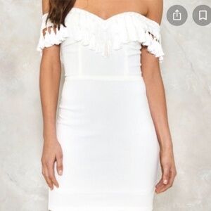Vera & Lucy White Tassel Bodycon Dress